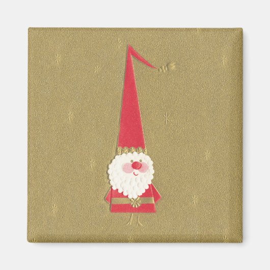 Weihnachten, Niedlicher Weihnachtsmann auf Gold Magnet (Vorne)