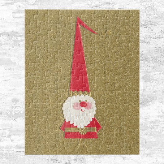 Weihnachten, Niedlicher Weihnachtsmann auf Gold Puzzle