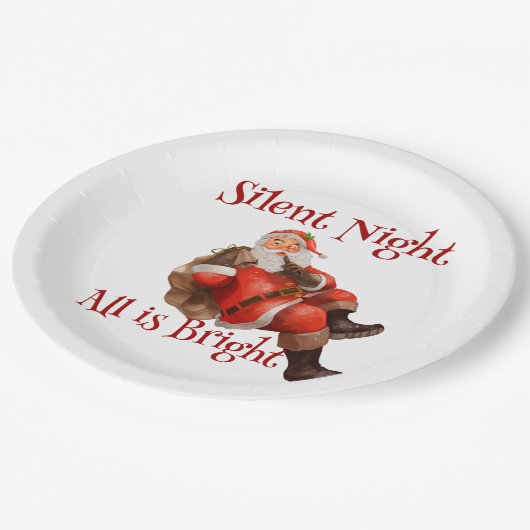 Weihnachten Niedlicher Weihnachtsmann Pappteller (Schrägansicht)