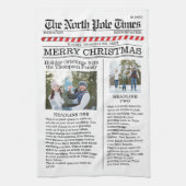 Weihnachten Niedliches Foto Whimsical Fun Newspapi Geschirrtuch (Vertikal)