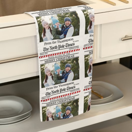 Weihnachten Niedliches Foto Whimsical Newspapier M Geschirrtuch