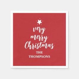Weihnachten Niedliches Red Tree Star Typografy Par Serviette