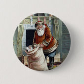Weihnachten, Nikolaus am Kamin Button (Vorderseite)