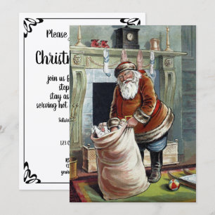 Weihnachten, Nikolaus am Kamin Einladung