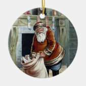 Weihnachten, Nikolaus am Kamin Keramik Ornament (Vorne)