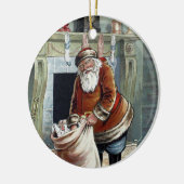 Weihnachten, Nikolaus am Kamin Keramik Ornament (Links)