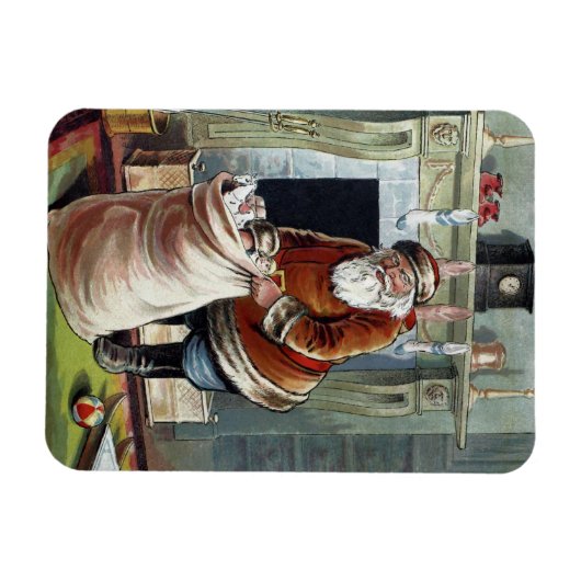 Weihnachten, Nikolaus am Kamin Magnet (Horizontal)