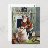 Weihnachten, Nikolaus am Kamin Postkarte (Vorne/Hinten)