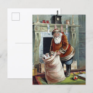 Weihnachten, Nikolaus am Kamin Postkarte