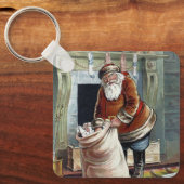 Weihnachten, Nikolaus am Kamin Schlüsselanhänger (Vorderseite)