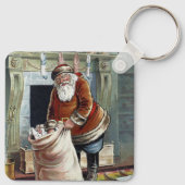 Weihnachten, Nikolaus am Kamin Schlüsselanhänger (Rückseite)