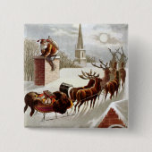 Weihnachten, Nikolaus auf dem Dach Button (Vorderseite)