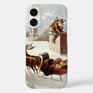 Weihnachten, Nikolaus auf dem Dach iPhone 16 Hülle