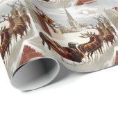 Weihnachten, Nikolaus auf dem Dach Geschenkpapier (Rolleneckpunkt)