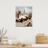 Weihnachten, Nikolaus auf dem Dach Poster (Küche)