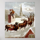 Weihnachten, Nikolaus auf dem Dach Poster (Vorne)