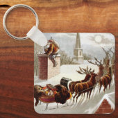 Weihnachten, Nikolaus auf dem Dach Schlüsselanhänger (Vorderseite)