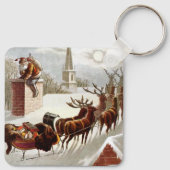 Weihnachten, Nikolaus auf dem Dach Schlüsselanhänger (Rückseite)