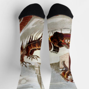 Weihnachten, Nikolaus auf dem Dach Socken