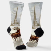 Weihnachten, Nikolaus auf dem Dach Socken (Gewinkelt)