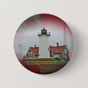 Weihnachten Nobska Point Leuchtturm Button