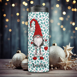 Weihnachten Nordic Gnome Mistletotype mit Namen Thermosbecher