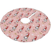 Weihnachten Nordic Gnomes Pink Pattern Polyester Weihnachtsbaumdecke (Schrägansicht)
