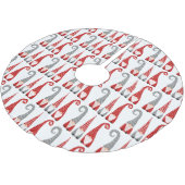 Weihnachten Nordic Gnomes Red White Gray Muster Polyester Weihnachtsbaumdecke (Schrägansicht)