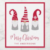 Weihnachten Nordic Gnomes Urlaub Weinetikett (Einzelnes Label)