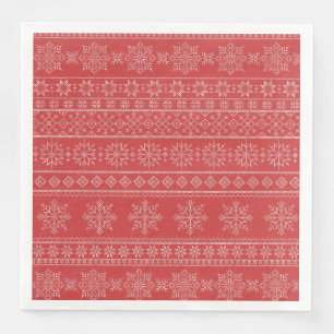 Weihnachten Nordic Strickmode Rot Weiße Schneefloc Serviette
