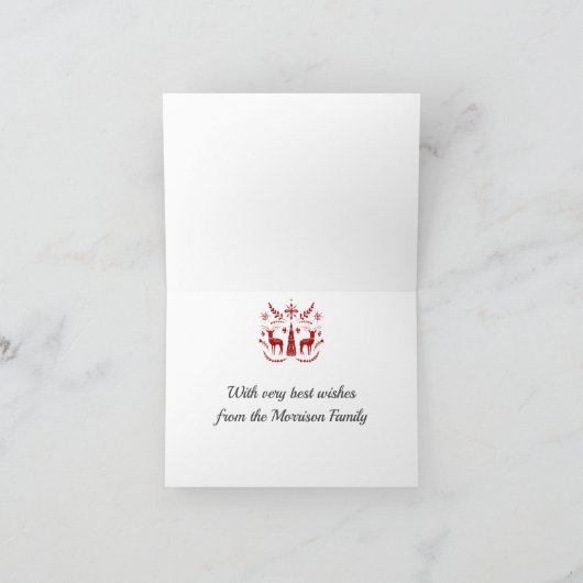 Weihnachten Nordische Waldszene mit Rentieren. (Innenseite)