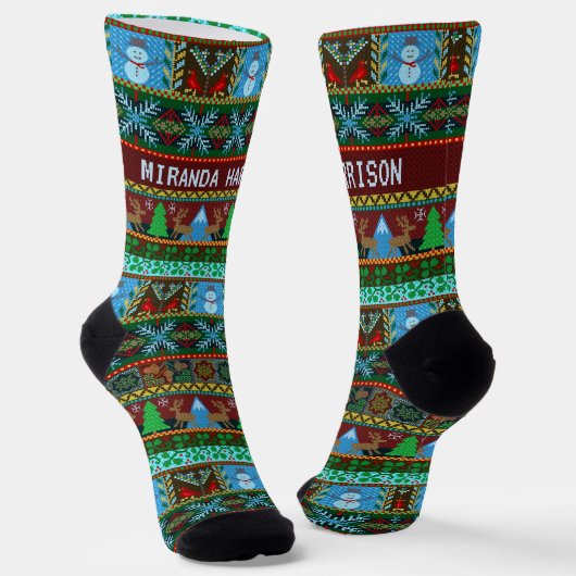 Weihnachten Nordischer Strick Snowmen Rentier | Na Socken (Gewinkelt)