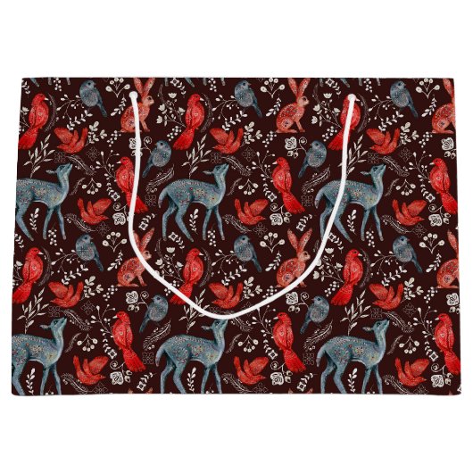 Weihnachten Nordisches Muster Hirsch, Kaninchen, R Große Geschenktüte (Vorderseite)