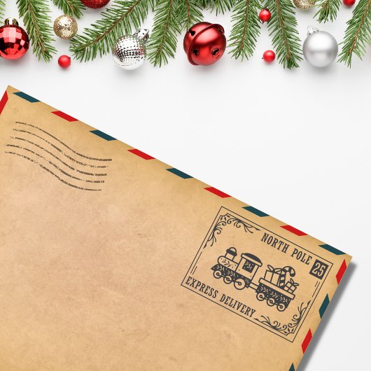 Weihnachten - Nordpol Express Lieferspass Gummistempel