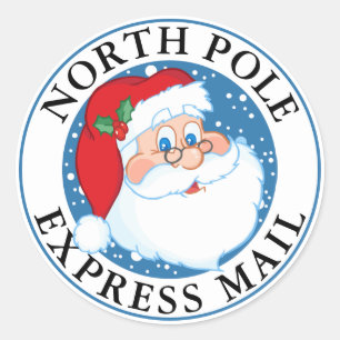 Weihnachten Nordpol-Express-Mail Santa Runder Aufkleber