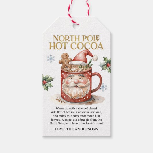 Weihnachten Nordpol Santa Hot Cocoa Geschenkanhänger (Vorderseite)