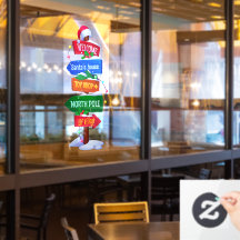 Weihnachten Nordpol Schild Brett Fensteraufkleber