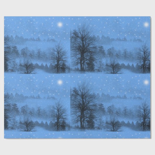 Weihnachten, Nordstern, Winter, Schnee Geschenkpapier (Flach)