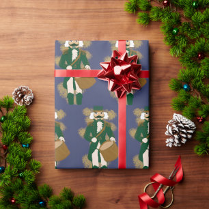 Weihnachten Nussknacker Marineblau und Gold Geschenkpapier
