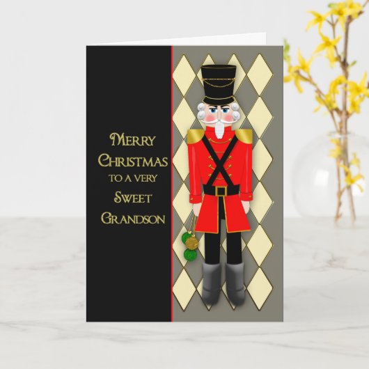 Weihnachten, Nutcracker Soldier, Grandson Karte (Gelbe Blume)