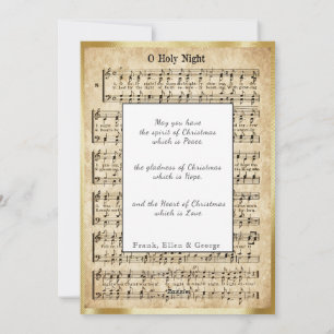 Weihnachten, O Heilige Nacht Vintage Notenblatt Feiertagskarte