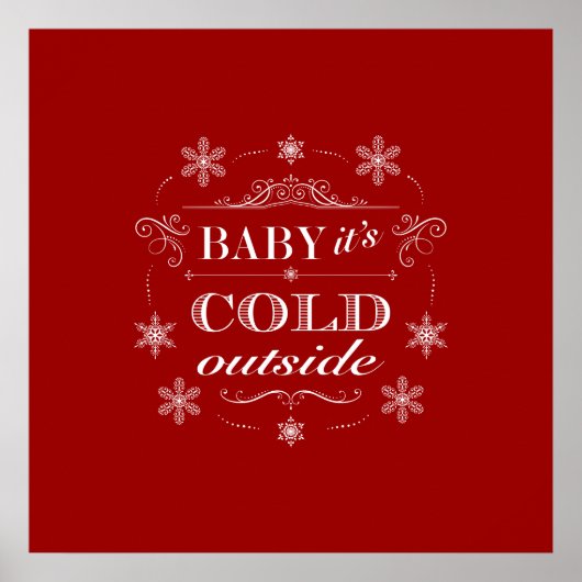 Weihnachten oder Apres Ski Rot und Weiße Schneeflo Poster (Vorne)