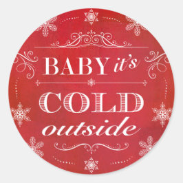 Weihnachten oder Apres Ski Rote und weiße Schneefl Quadratischer Aufkleber