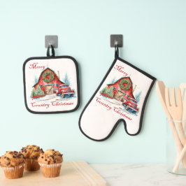 Weihnachten Ofenhandschuh & Topflappen-Set