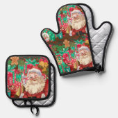 Weihnachten Ofenhandschuh & Topflappen-Set (Vorderseite/Rückseite)