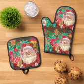 Weihnachten Ofenhandschuh & Topflappen-Set (Oben Unten)
