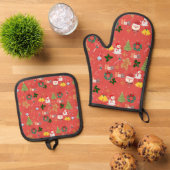 Weihnachten Ofenhandschuh & Topflappen-Set (Oben Unten)