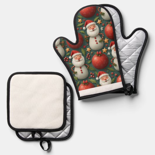 Weihnachten Ofenhandschuh & Topflappen-Set (Vorderseite/Rückseite)