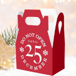 Weihnachten öffnen nicht bis 25 Gable Gefälligkeit Geschenkschachtel<br><div class="desc">Gibt es Weihnachtsfavoriten in diesem Jahr, die eine festliche rote Geschenkboxen mit der strengen Anweisung brauchen, dass sie erst am 25. Dezember geöffnet werden soll? Hey, hey - du hast gerade gefunden, wonach du gesucht hast. Passen Sie die Farbe an - fügen Sie Ihren Text hinzu oder entfernen Sie das...</div>