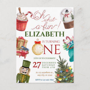 Weihnachten Oh Was Für Ein Spaß Erster Geburtstag Postkarte